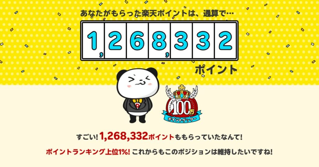 累計の獲得楽天ポイントは126万ポイント以上!